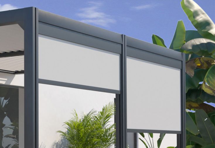 Store frontal en textilène pour pergola bioclimatique