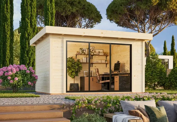 Studio de jardin abri habitable en bois brut 28 mm Lydia – 15 m²
