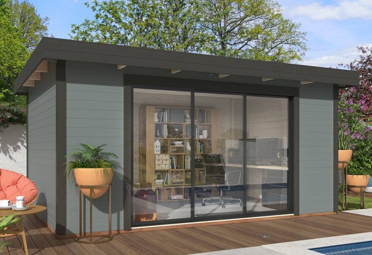 Studio de jardin en bois d’épicéa peint 28 mm Lydia – 19,2 m² 