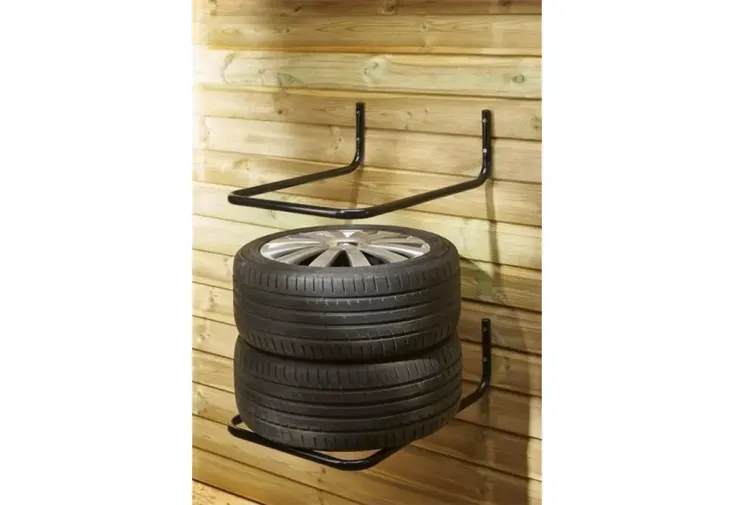 Lot de 2 supports muraux range-pneus universel - 4 pneus