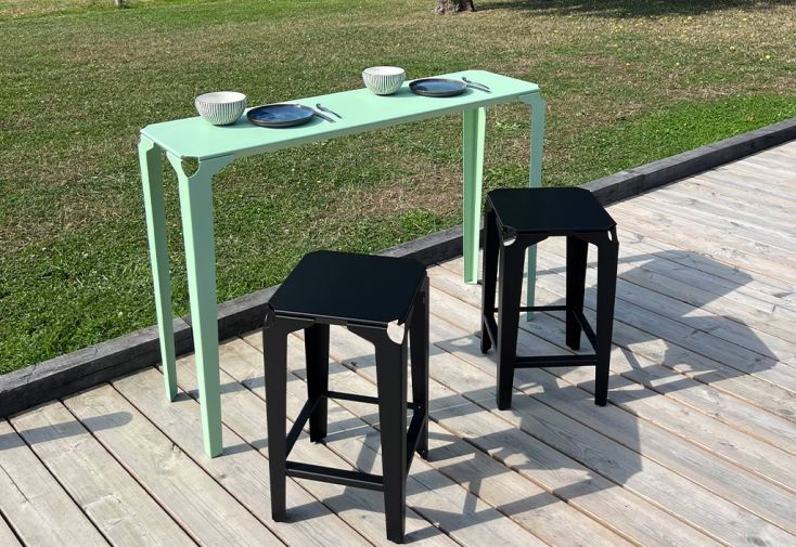 Table bar console de jardin en acier thermolaqué - Chantilly