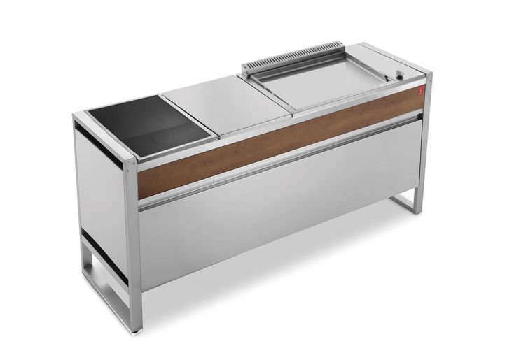 Table de cuisson en inox avec plancha électrique + plaque à induction Oasi 183C