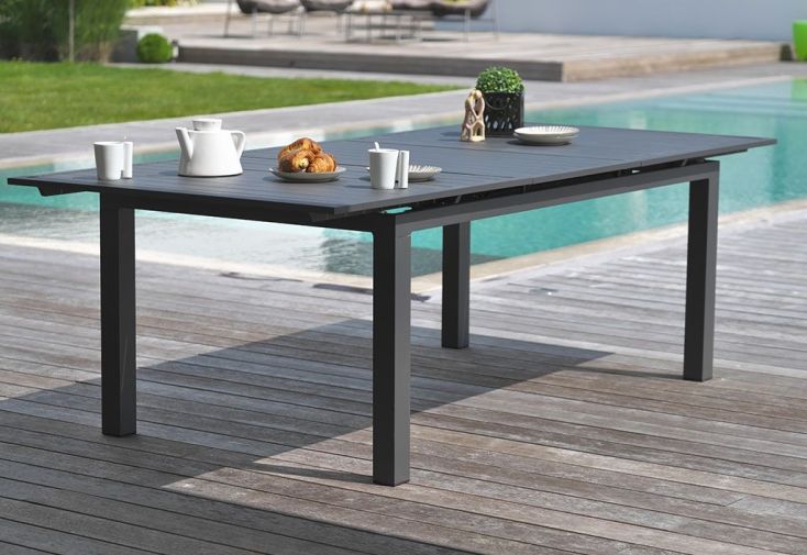 Table en Aluminium avec Rallonge Automatique Anthracite 180/240 Miami