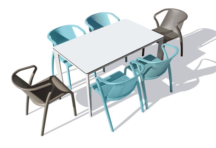 Salon de jardin : 1 table aluminium 160 x 90 cm + 6 fauteuils – Fado