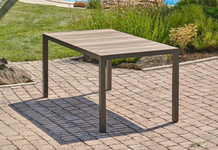 Table de jardin 6 personnes aluminium plateau effet bois - Boston