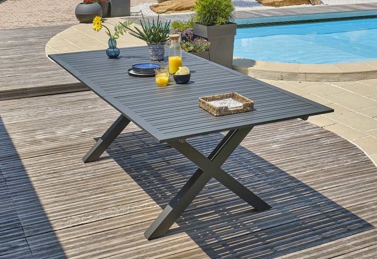 Table de jardin aluminium rallonge automatique 180/240 cm - Floride