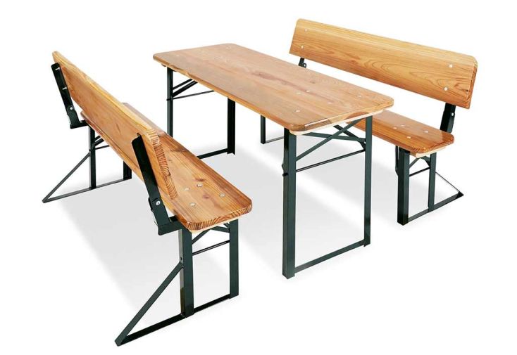 Table de Jardin pour Enfant Pliable + Bancs et Dossiers (6 Places)