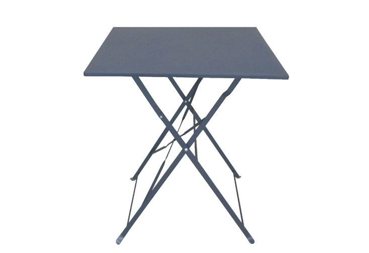 Table de Jardin Pliable Carrée en Acier Époxy Bistrot 60 x 60 cm Gris
