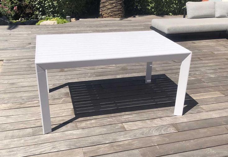 Table de jardin extensible aluminium blanche 200/300cm + 10