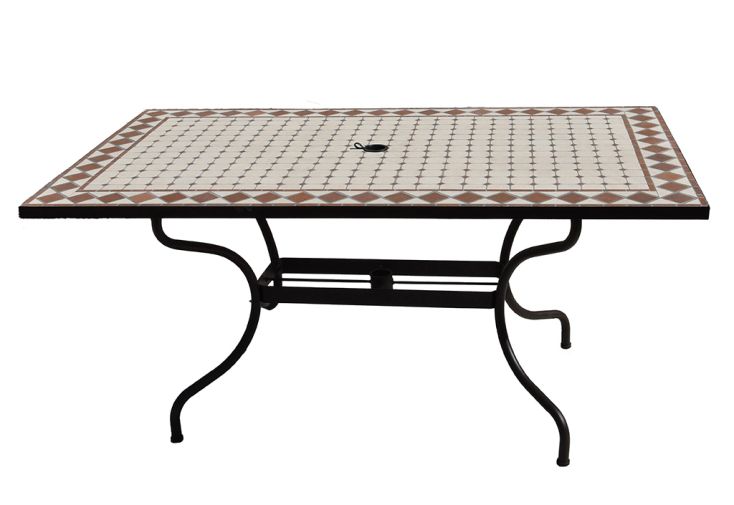 Table de Jardin Rectangulaire en Métal et Mosaïque 160 x 90 cm 