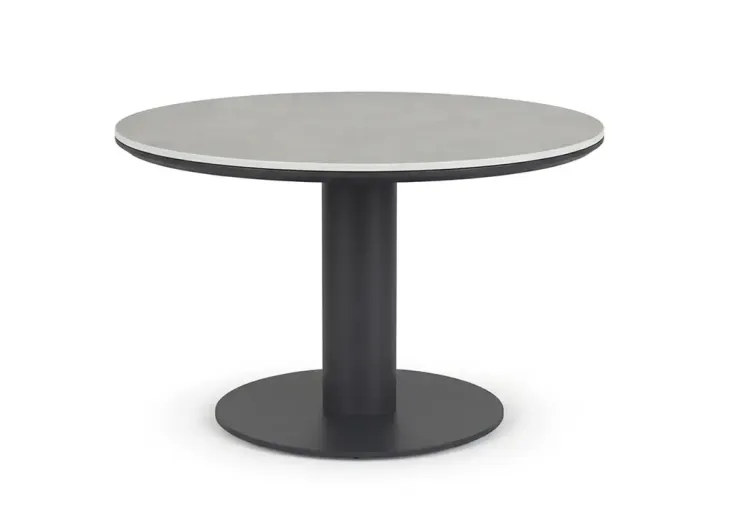 Table de jardin ronde en aluminium et pierre frittée Ø130 cm - Porto