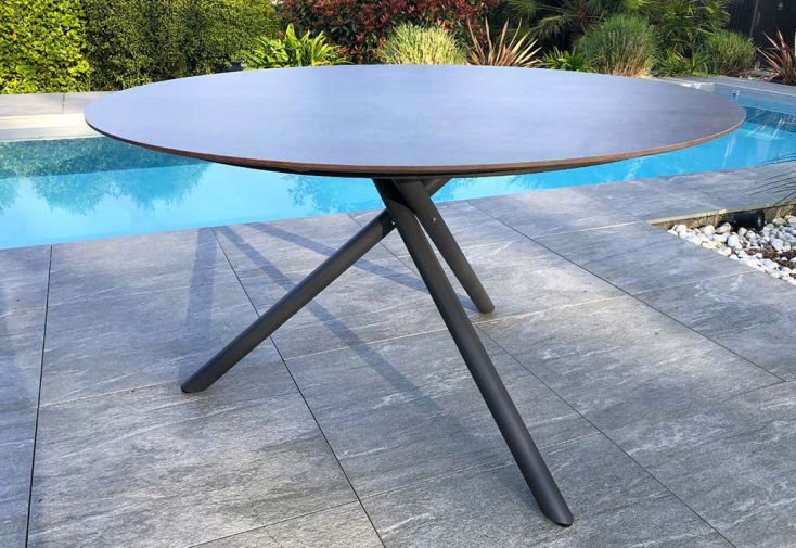 Table de jardin ronde en aluminium et HPL ⌀ 129 cm - Pilat