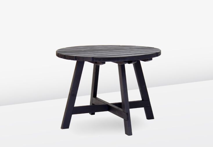 Table de jardin ronde en bois 100 cm - 4 personnes