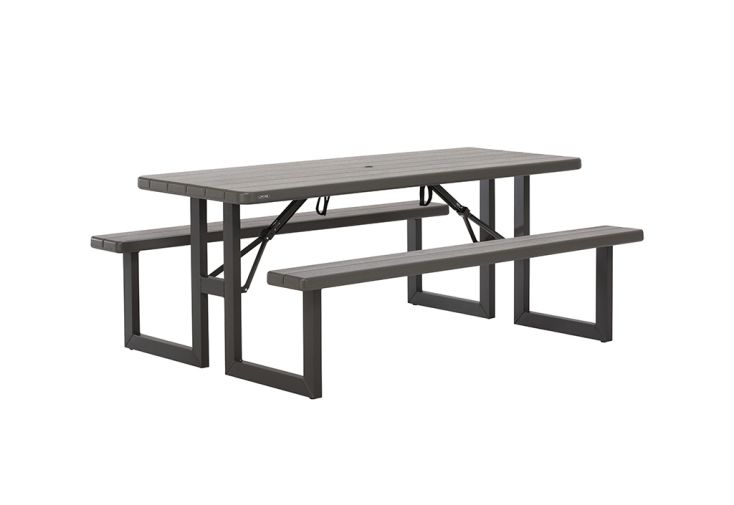 Table de pique-nique de jardin pliante en acier et PEHD 182 x 142 cm