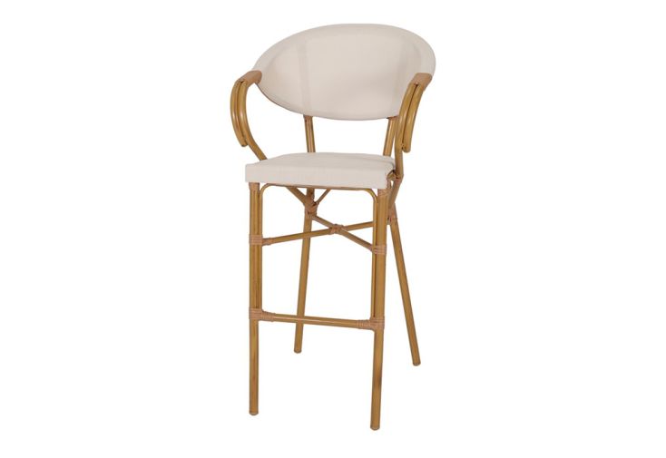 Tabouret haut de jardin en aluminium et textilène – 57 x 57 x 113 cm