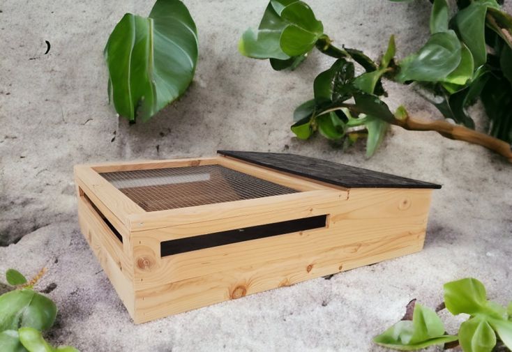 Terrarium pour tortue de terre en bois Douglas – 82 x 62 x 22 cm