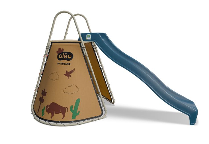 Toboggan 2,22 m en plastique bleu et cabane tipi - Sioux