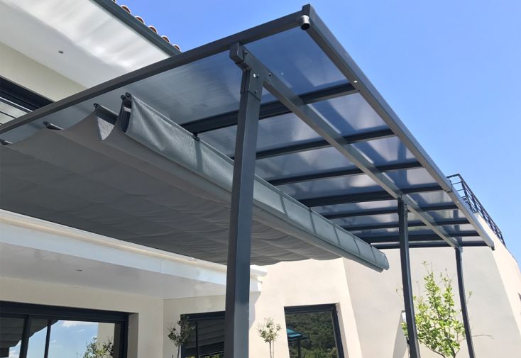 Toile d’ombrage polyester anthracite - pergola Oslo Couleurs du Monde