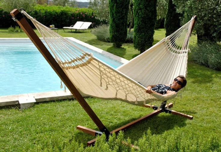 Chaise suspendue en bois de jardin de grande taille pour loisirs