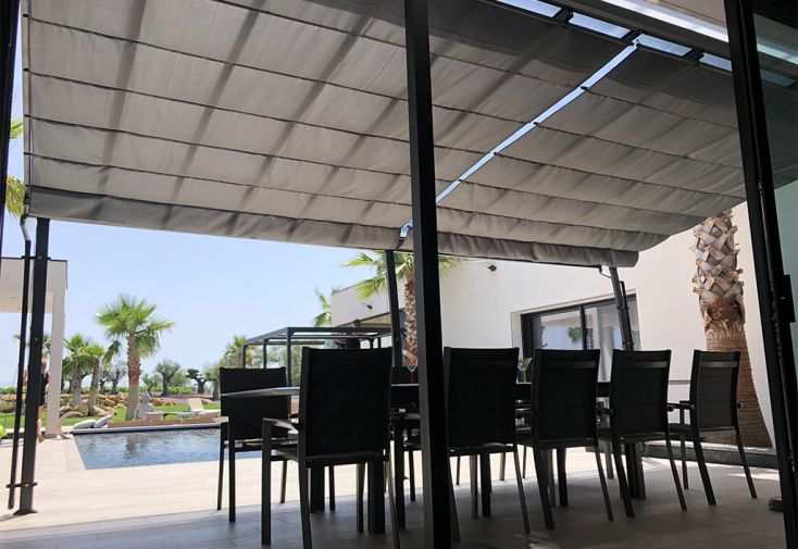 Toile d’ombrage polyester anthracite - pergola Stockholm Couleurs du Monde