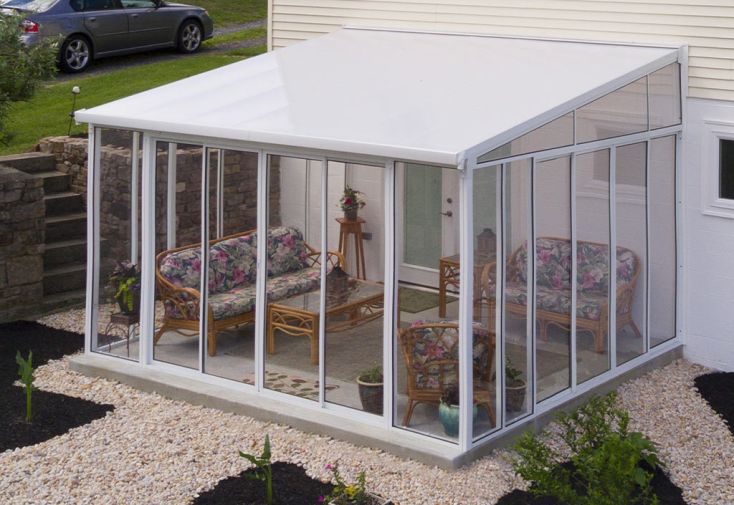 Véranda alu blanc en kit polycarbonate verre - Sanremo 3,85 x 4,35 m