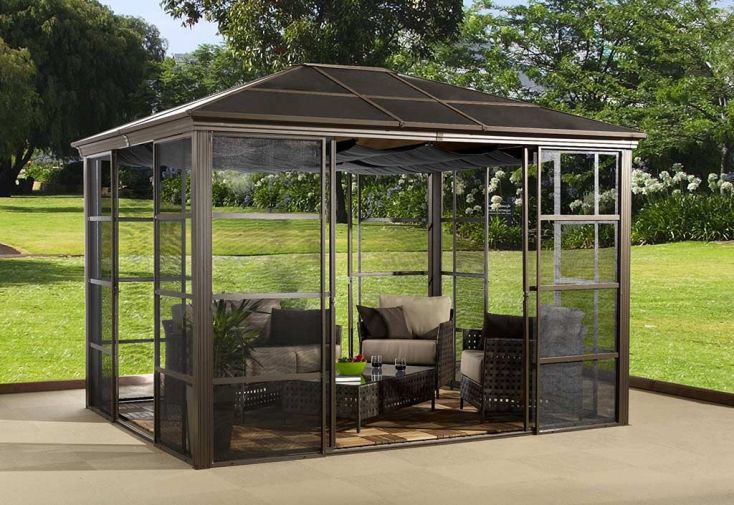 Tonnelle Aluminium et Polycarbonate Parois Moustiquaires Castel 10 m²