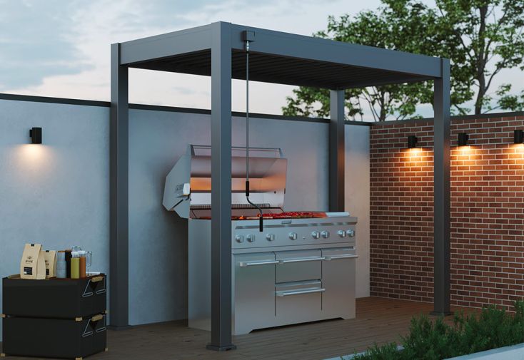 Abri pour barbecue en aluminium avec toiture bioclimatique - 4 m² 