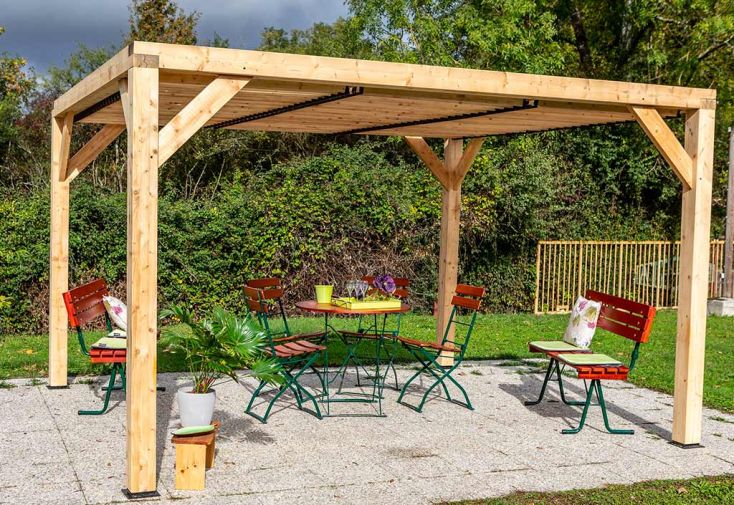 Pergola bioclimatique en bois de sapin 12,20 m² - Toiture - Habrita