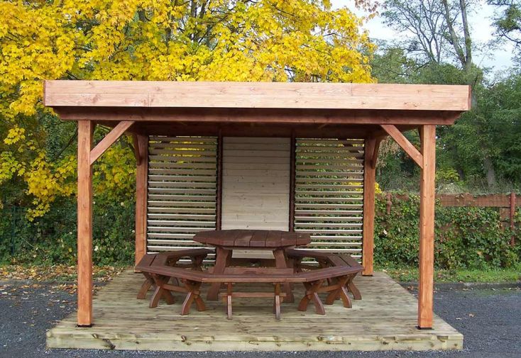 Tonnelle en Bois de Sapin avec Ventelles Mobiles Ombra 12 m²