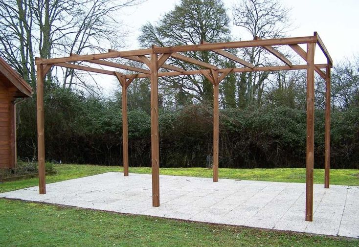 Tonnelle en Bois Traité Haute Température Grand Thonon 5 x 3 m