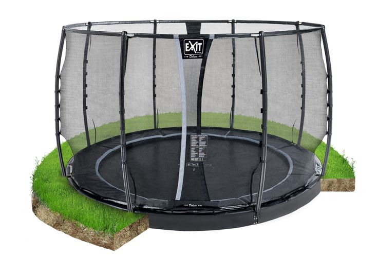 Trampoline enterré avec filet de sécurité - EXIT Dynamic rond