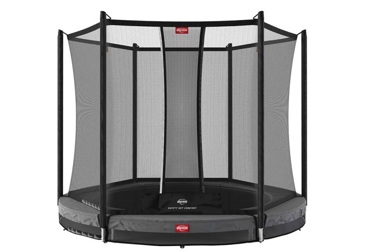 Trampoline enterré rond gris avec filet de protection Favorit – Ø 270 cm