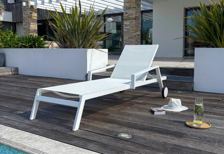Chaise longue en aluminium et textilène Ibiza
