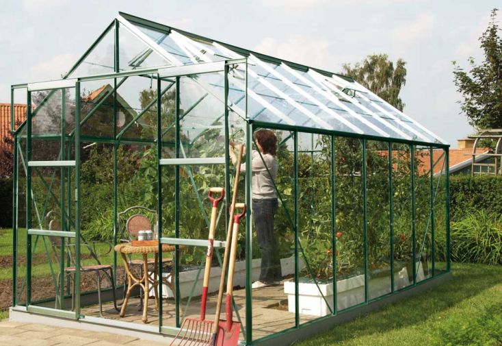 Serre de jardin en verre trempé Lams 11,3 m² - Laurus vert