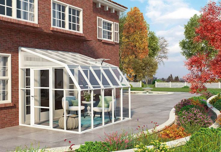 Véranda PVC en kit polycarbonate et verre - Sunroom 2,57 x 3,22 m