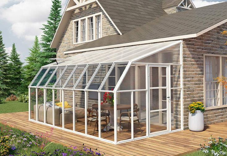 Véranda PVC en kit polycarbonate et verre - Sunroom 2,57 x 5,08 m