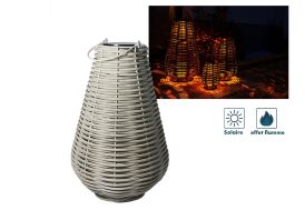 lanterne Aretha de la marque Orium en métal et plastique imitation rotin H 65 cm