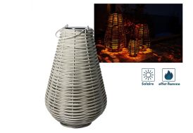 lanterne Aretha de la marque Orium en métal et plastique imitation rotin H 65 cm