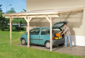 Pergola bois adossée couverte 3x5 toiture PVC - 514 x 306 cm