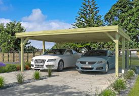 Carport double en bois autoclave 30 m² Gardenas