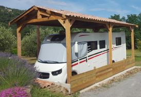 Carport camping-car en bois douglas CPBF Azur 6 poteaux