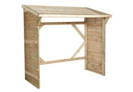 Burger Abri bûches en bois CÔME Jardipolys, 234 x 125 x 181 cm, 3,5  stères, Abri de stockage à bois avec plancher