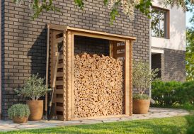 Abri bûches en bois brut 1,8 x 0,8 x 2 m Timbela M201-1
