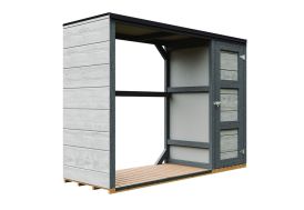 Abri bûches couleur + remise fermée en bois traité 2 x 0,75 x 1,6 m Timbela M981