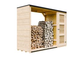 Abri bûches + remise fermée en bois traité 2 x 0,75 x 1,6 m Timbela M981