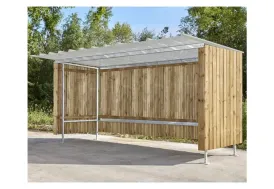 Abri vélos et motos en bois et acier ouvert Mottez