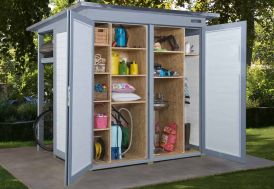 Armoire de jardin en bois traité à toit plat avec plancher Théo - Gamm vert