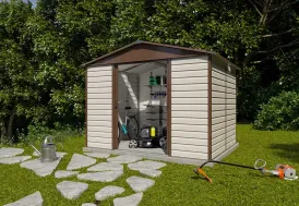 Abri de jardin Trigano 7 m² en acier galvanisé Taupe Marron