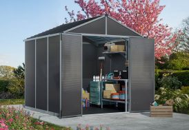 Abri de jardin en polycarbonate gris anthracite double porte Canopia by Palram