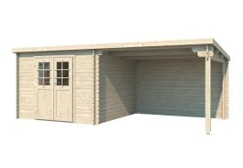 C Chalet Bois/Pod de 16m² (4X4m) fabriqué en épicéa de 44mm - Chalet Bois  BHE Abri de jardin/ Pod de 16 m2 fabriqué en épicéa massifs de 44 mm avec  sa couverture